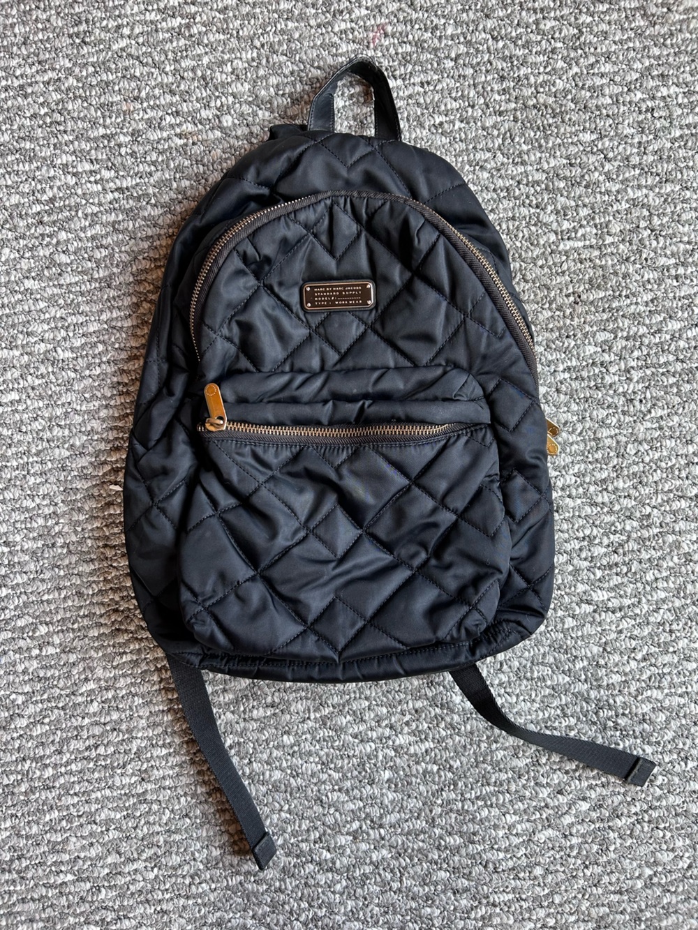 Marc Jacobs Quilted Black Backpack with Gold Hardware